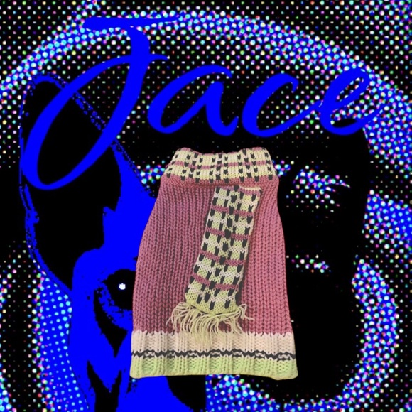 Pet Dog Pre-Owned Companion Road Purple & Green Knit Female Dog Sweater. - Picture 1 of 5